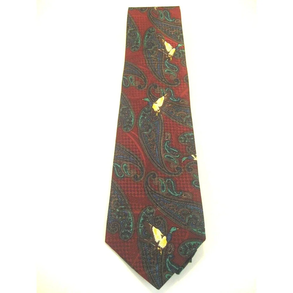 Waterfowl 100% Microfibre  Abstract Design w Rising Mallards Necktie
